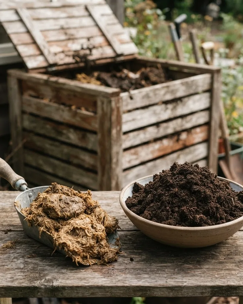 Detail view of why you must compost chicken manure first